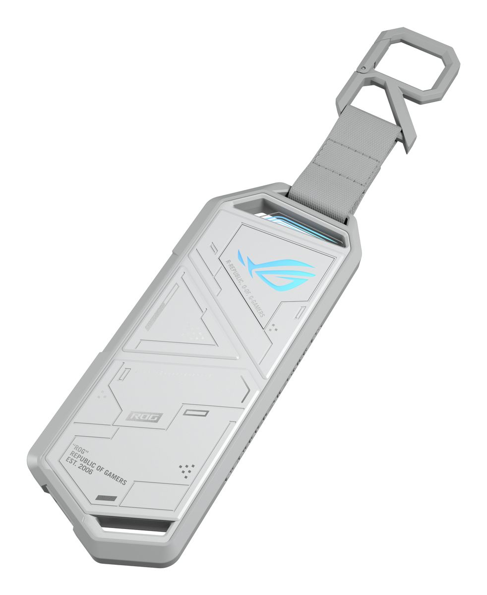 ASUS ROG Strix Arion White Edition M.2 NVMe SSD-Gehäuse, USB 3.2 Gen 2 (10 Gbit/s), toollose Installation, Aluminium, ASUS Aura Sync, USB‑C & USB‑A Kabel