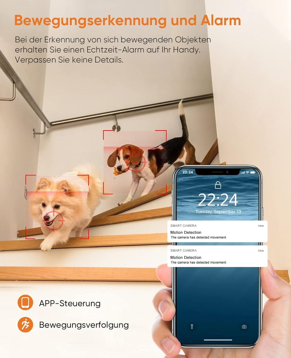 Rbcior 2 Pack Home Security Camera Indoor 1080P WiFi Wireless Camera, 130° Weitwinkel Haustier Kamera mit Nachtsicht, Bewegungserkennung, 2-Wege-Audio Nanny/Hund/Baby Monitor, kompatibel mit Alexa