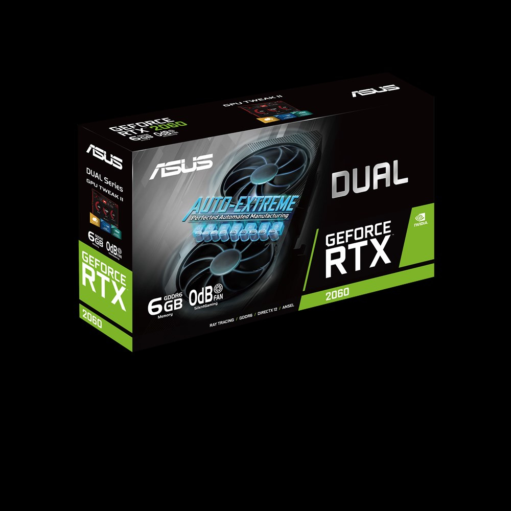 ASUS Dual RTX 2060 6GB EVO Grafikkarte, NVIDIA GeForce RTX 2060, GDDR6, 192 Bit, 14000 MHz, 2x HDMI, 1x DisplayPort, 1x DVI-D, PCIe 3.0, 8-pin