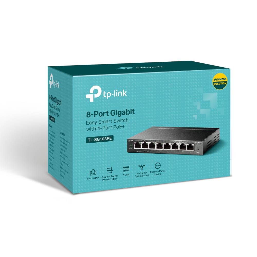 TP-Link TL-SG108PE Netzwerk-Switch Managed L2 Gigabit Ethernet (10/100/1000) Power over Ethernet (PoE) Schwarz