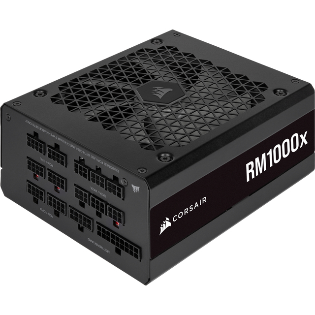 Corsair RM1000x 1000 W PC-Netzteil, vollständig modular, ATX, 80 PLUS Gold, 135 mm Lüfter, 20+4 Pin, 8×6+2 Pin PCIe, Schwarz