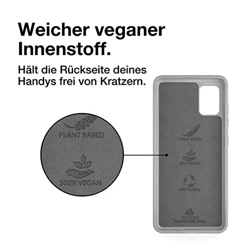 Woodcessories ECO571 Smartphone-Schutzhülle für Samsung Galaxy A52, nachhaltig & vegan, aus Bio-Kunststoff & Weizengemisch, stoßfest, grau