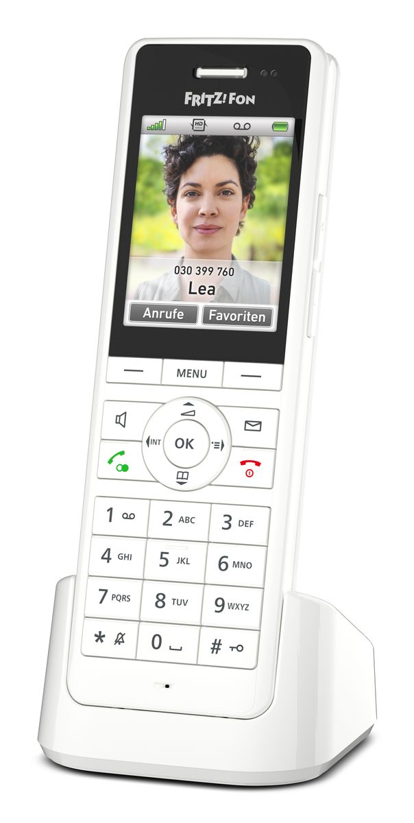 AVM FRITZ!Fon X6 DECT-Telefon, Anrufbeantworter, Anrufer-Identifikation, 2,4" Farbdisplay, Li-Ion Akku, Weiß
