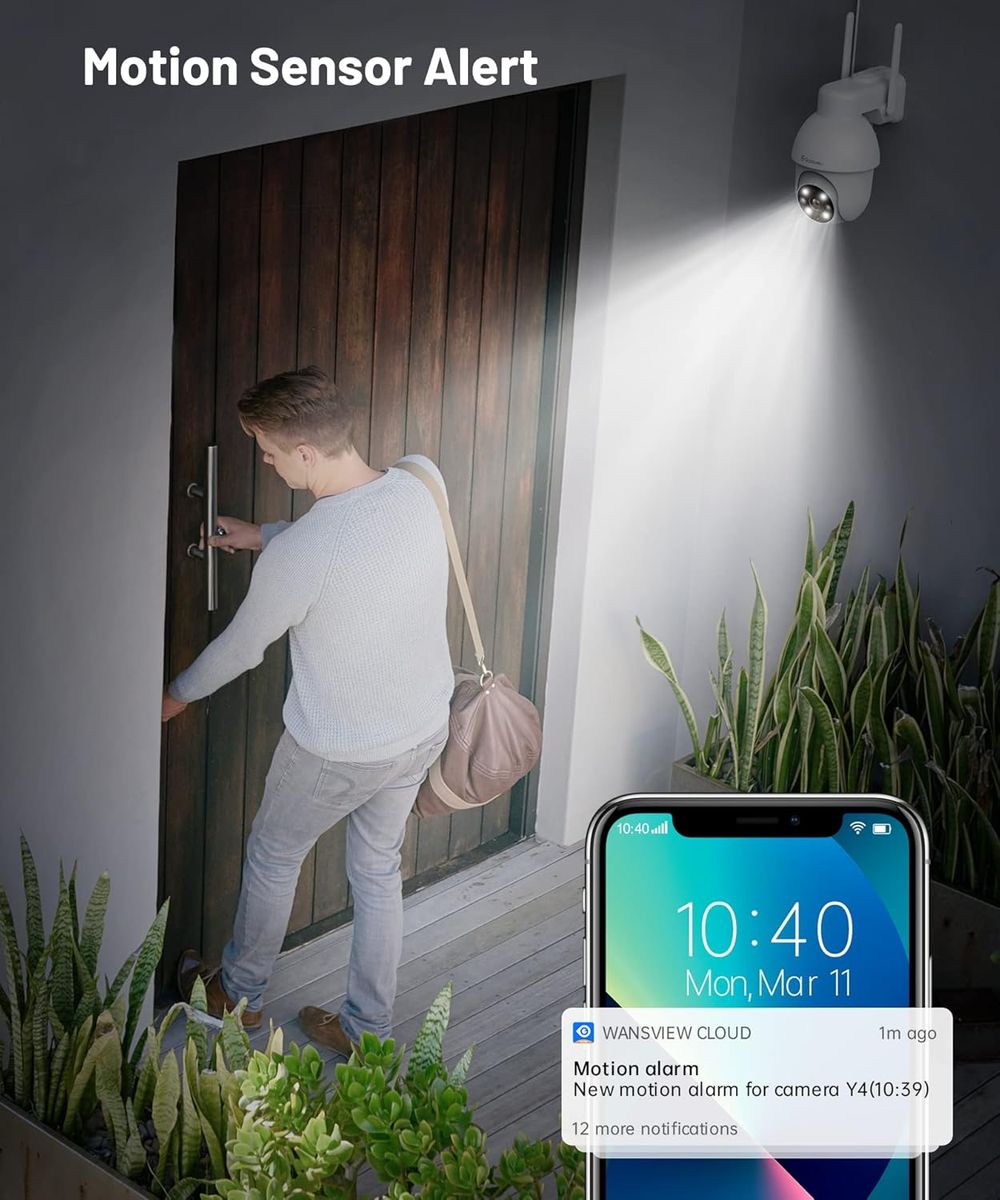 GALAYOU 2K Überwachungskamera Aussen, PTZ Outdoor WLAN IP Kamera überwachung außen, WiFi Dome Camera mit Farbiger Nachsicht, Zwei-Wege-Audio Y4 2.4Ghz-1P