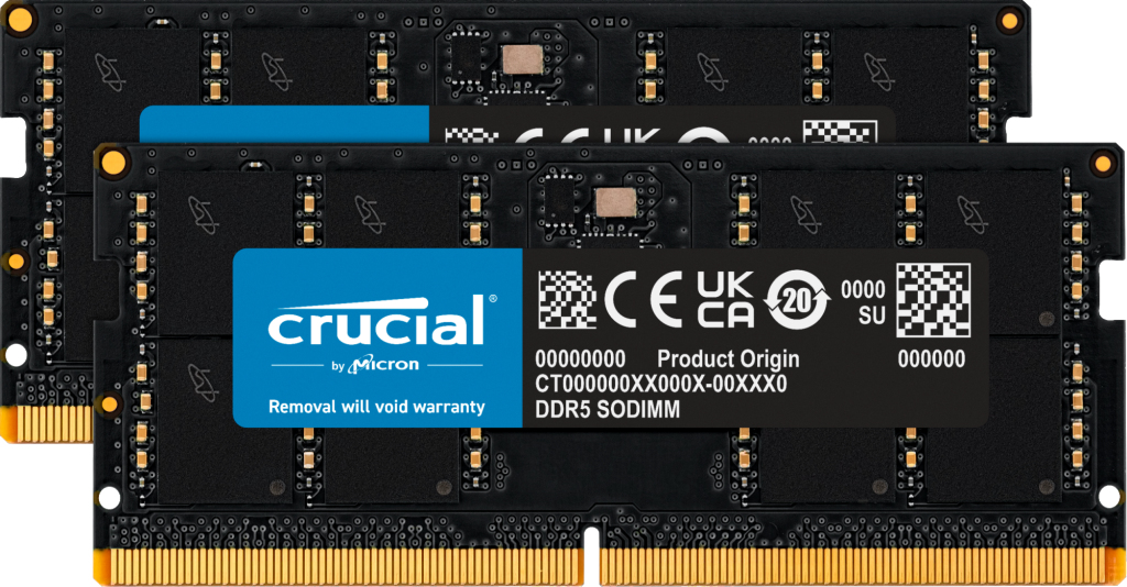 Crucial CT2K32G56C46S5 64 GB (2 x 32 GB) DDR5 SO-DIMM 5600 MHz CL46 1.1 V Laptop Arbeitsspeicher