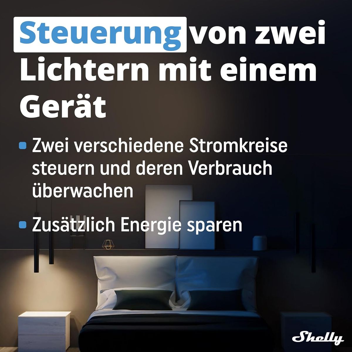 Shelly Plus 2PM Smart Relais 2-Kanal Unterputz, Rolladen-/Jalousiesteuerung mit Strommessung, WLAN, Alexa & Google Home, iOS & Android App