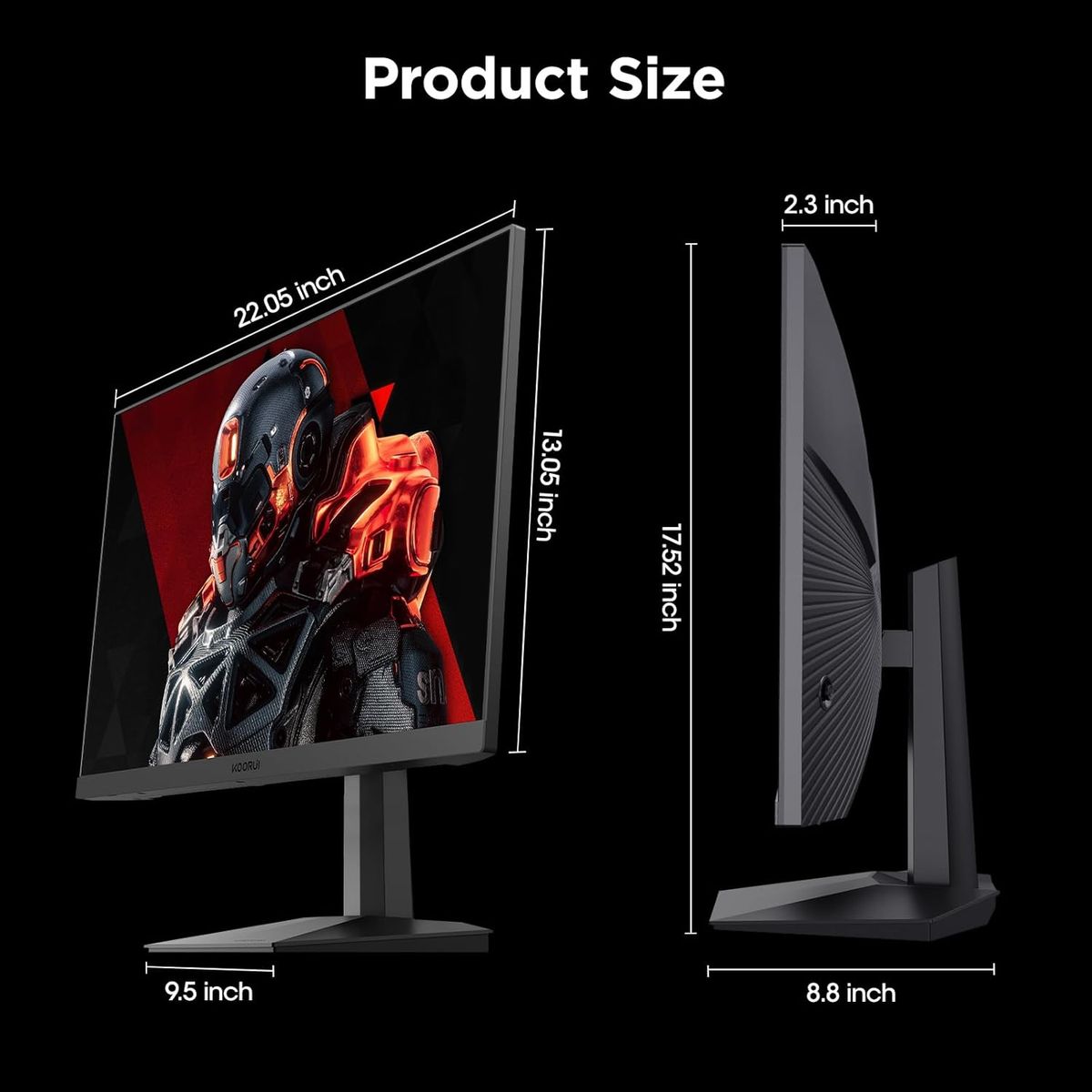 KOORUI Gaming Monitor 24.5 Zoll, 180Hz, Full HD Rahmenlos Bildschirm Adpitive Sync (1ms, VA-Panel, Eye-Care, 1920 x 1080, HDMI 2.0 & DisplayPort 1.4, VESA 75x75)