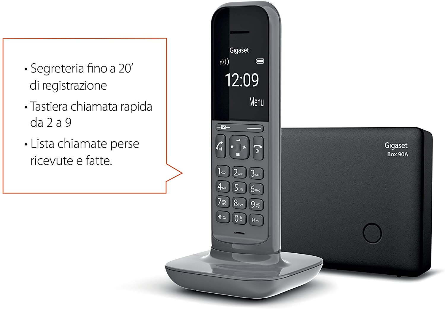 Gigaset CL390 Cordless Phone List "Do Not Disturb" Function Speakerphone Large Display Standard [Italian]