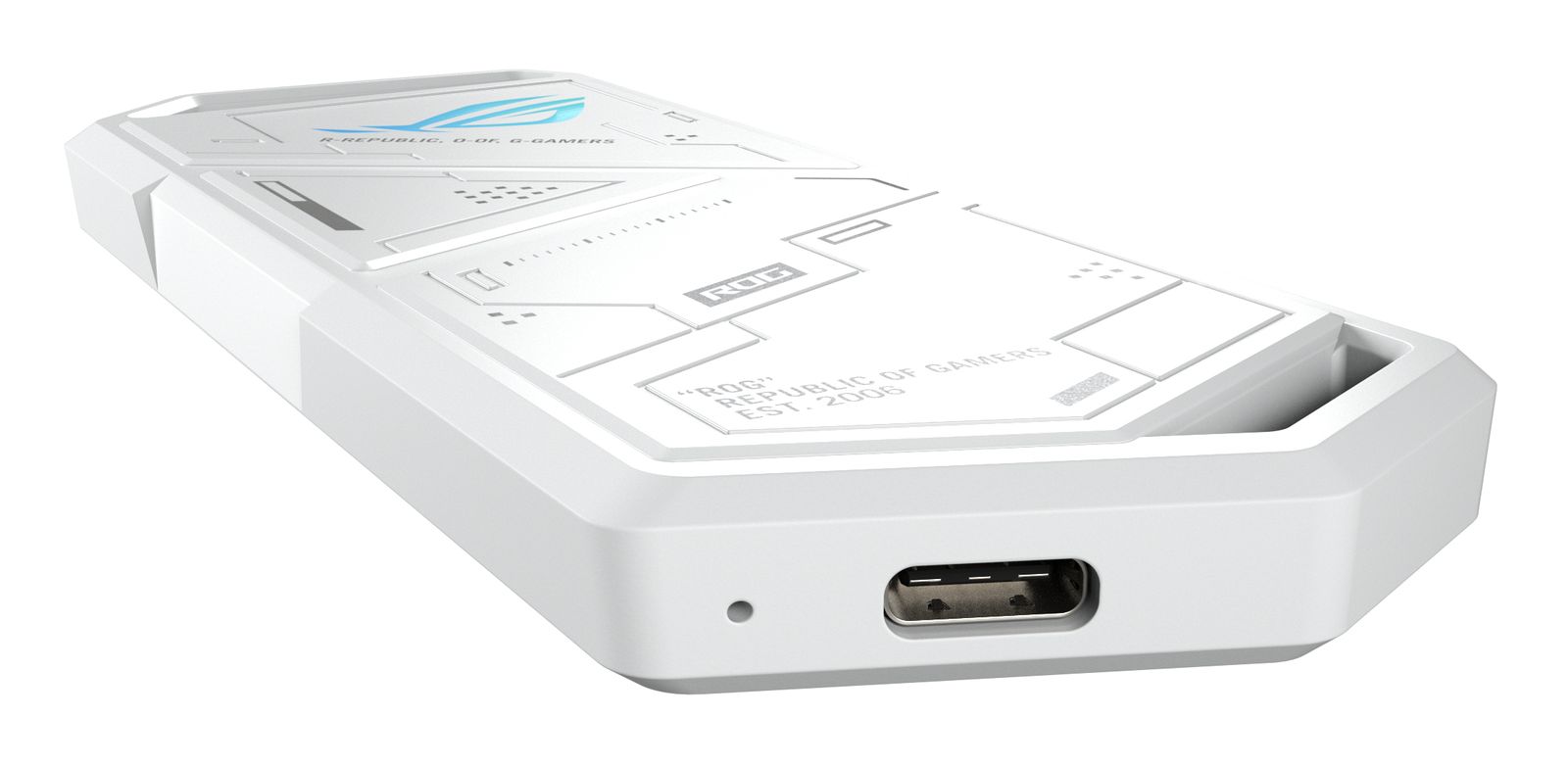 ASUS ROG Strix Arion White Edition M.2 NVMe SSD-Gehäuse, USB 3.2 Gen 2 (10 Gbit/s), toollose Installation, Aluminium, ASUS Aura Sync, USB‑C & USB‑A Kabel