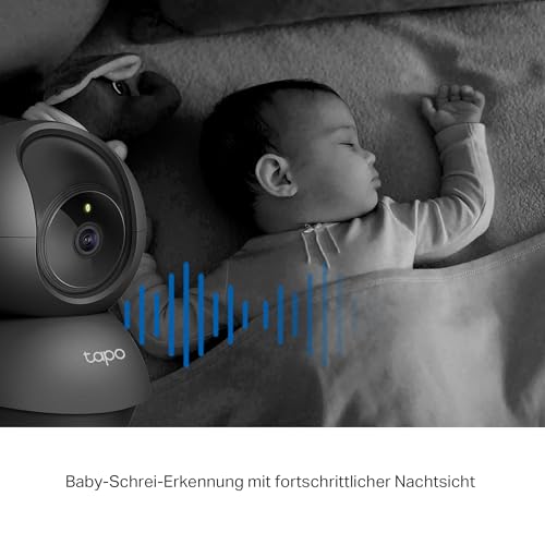 TP-Link Tapo C211 Indoor IP-Sicherheitskamera, WLAN, 3 MP (2304 x 1296), 360° schwenkbar, Nachtsicht 9 m, Tisch-/Regalmontage, Schwarz, V3.0, EU