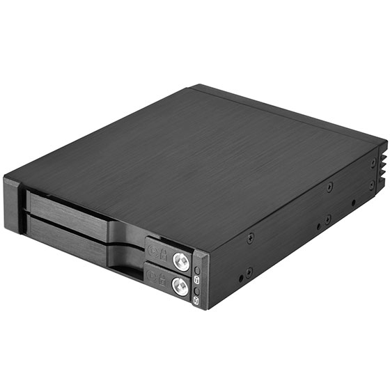 SilverStone SST-FS202B Festplatten-Backplane 2x2,5" in 3,5" Einschub, Aluminium, Schwarz, 6 Gbit/s, Schloss, LED, Hot-Swap