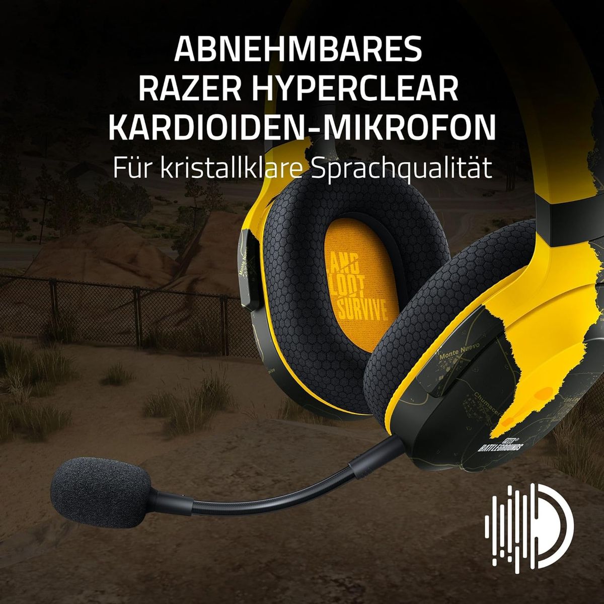 Razer Barracuda X PUBG Ed. Gaming & Mobile Headset Dual Wireless + 3.5mm Virtual 7.1 Surround-Sound Multi-Plattform