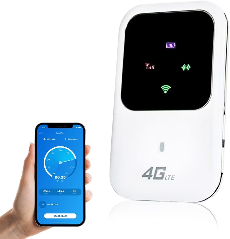 SGZIOO Ryoko Pro Tragbarer 4G WLAN-Hotspot, Mobiler Router mit SIM-Kartensteckplatz, 150 Mbit/s, bis zu 10 Nutzer