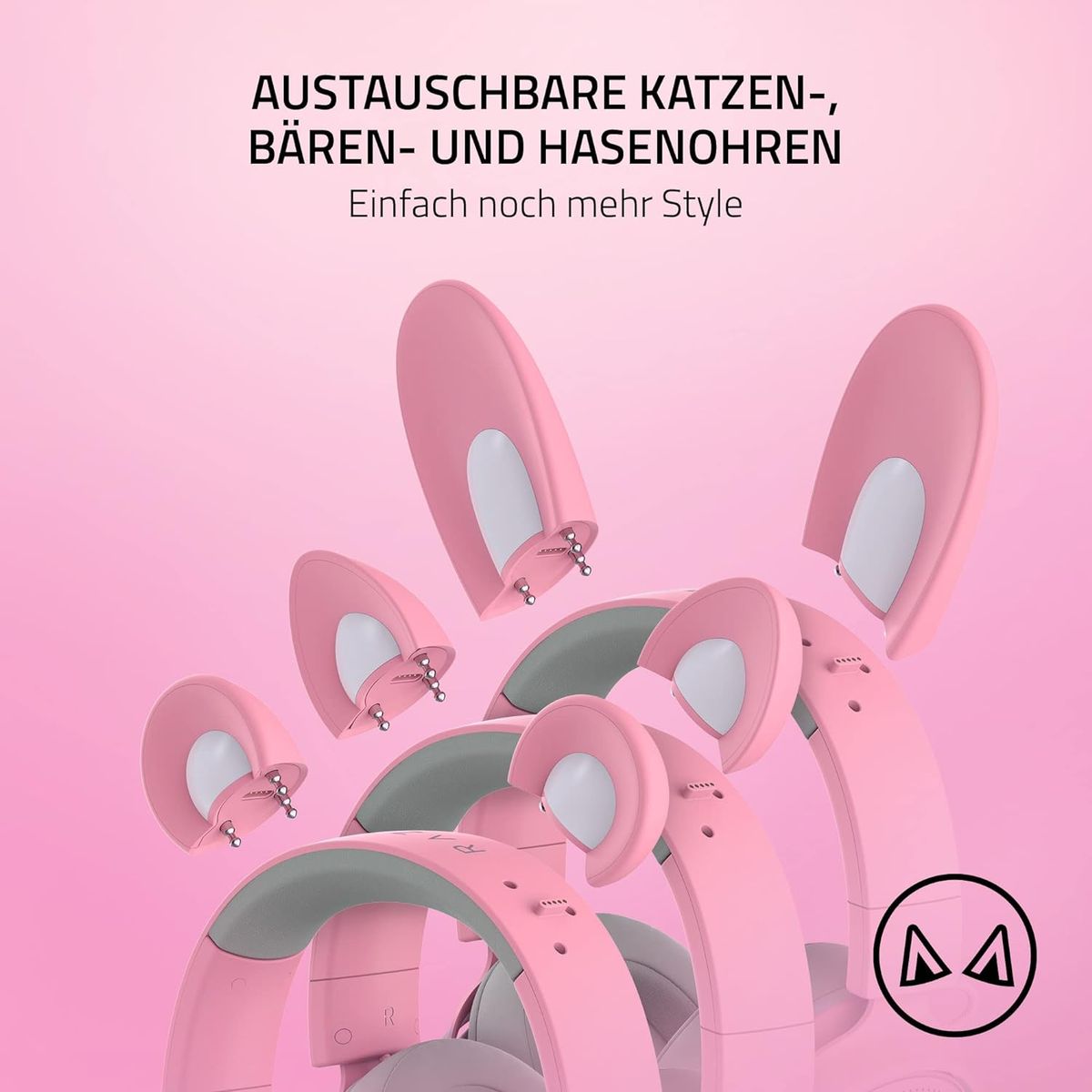 Razer Kraken Kitty V2 Pro Gaming Headset USB Virtual 7.1 Surround-Sound for PC PS Switch Quartz