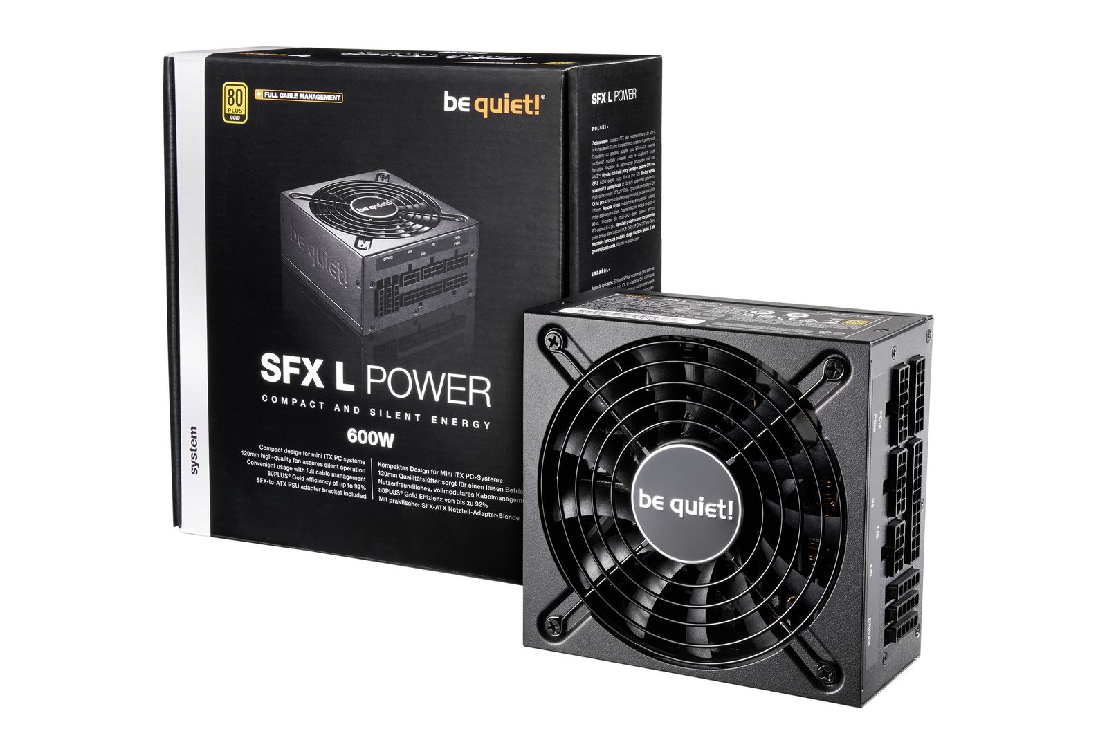 be quiet! SFX L Power 600W SFX-L Netzteil, Vollmodular, 80 PLUS Gold, 120mm Lüfter, 20+4-pin ATX, 4x 6+2 PCIe, Schwarz, EU Stecker (Typ F)