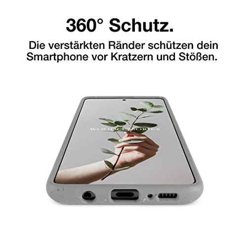 Woodcessories ECO571 Smartphone-Schutzhülle für Samsung Galaxy A52, nachhaltig & vegan, aus Bio-Kunststoff & Weizengemisch, stoßfest, grau