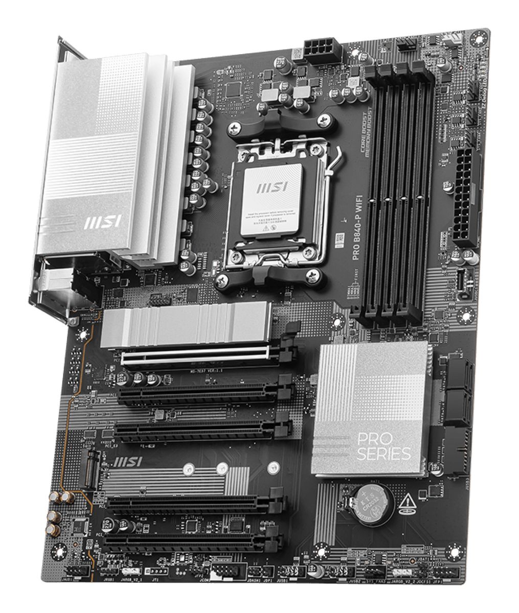 MSI PRO B840-P WIFI Mainboard, Sockel AM5, AMD B840, ATX, DDR5 4x DIMM 256 GB, 2.5 Gigabit LAN, Wi‑Fi 7 (802.11be) & Bluetooth 5.4, M.2, HDMI 2.1, RAID 0/1/10
