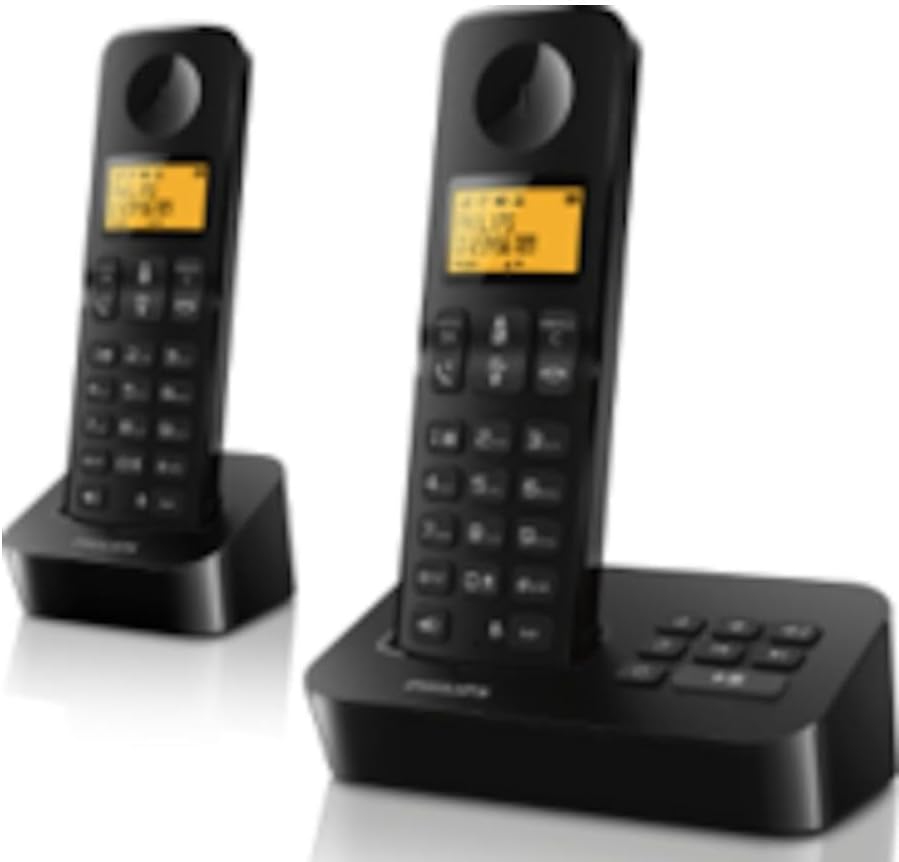 Philips Festnetztelefon D2652B/01 Dual - Haustelefon mit Anrufbeantworter - 1'6-Zoll-Display - Telefonbuch - Rufnummernerkennung - Kurzwahlnummern - Schwarz