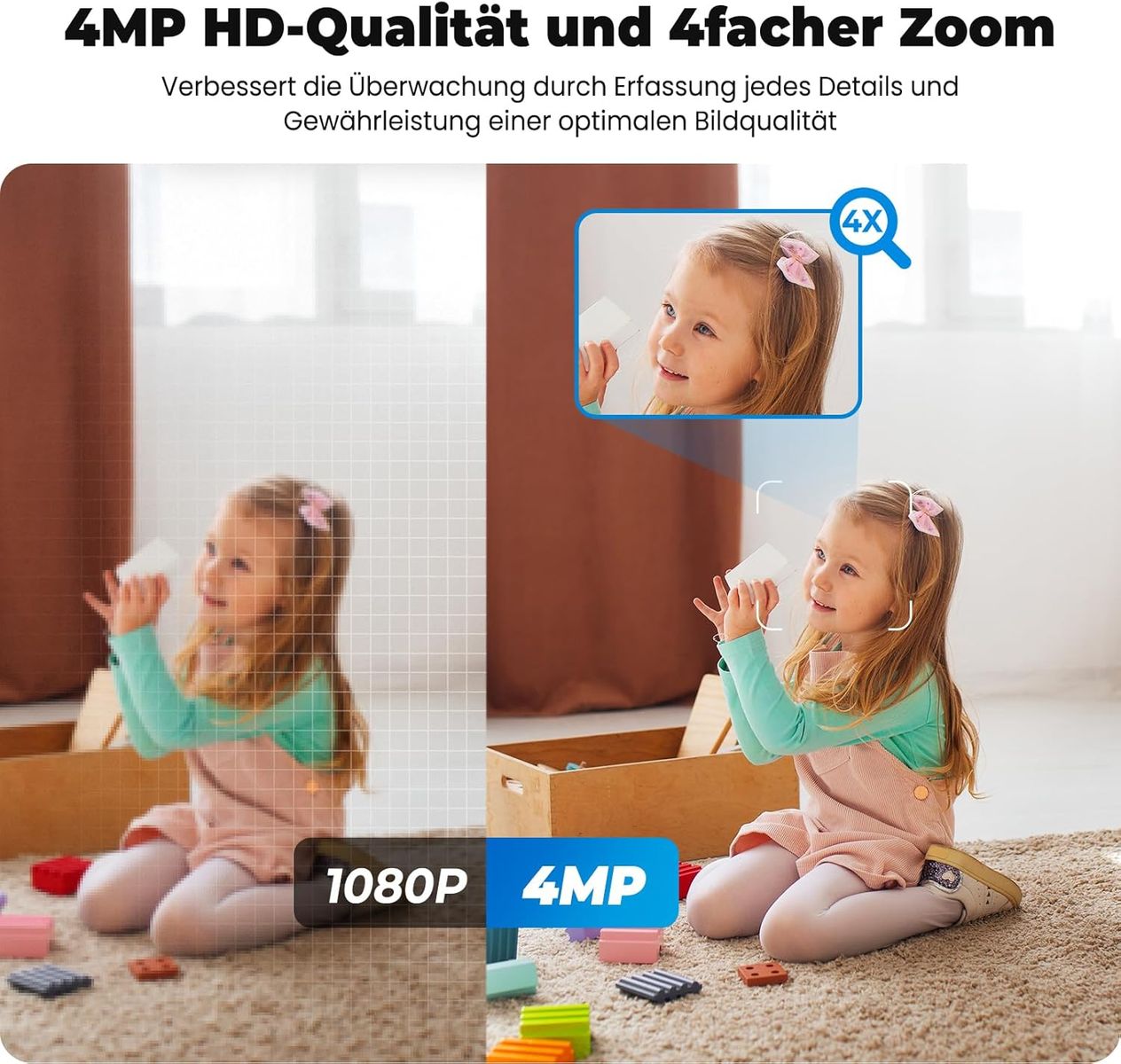 Codnida Mini12 Q 2er-Set Mini Überwachungskamera, 2.5K (4MP) WLAN 2,4/5 GHz, Innen/Außen, Nachtsicht 8 m, 2‑Wege‑Audio, Bewegungserkennung, Micro‑SD, EU Stecker