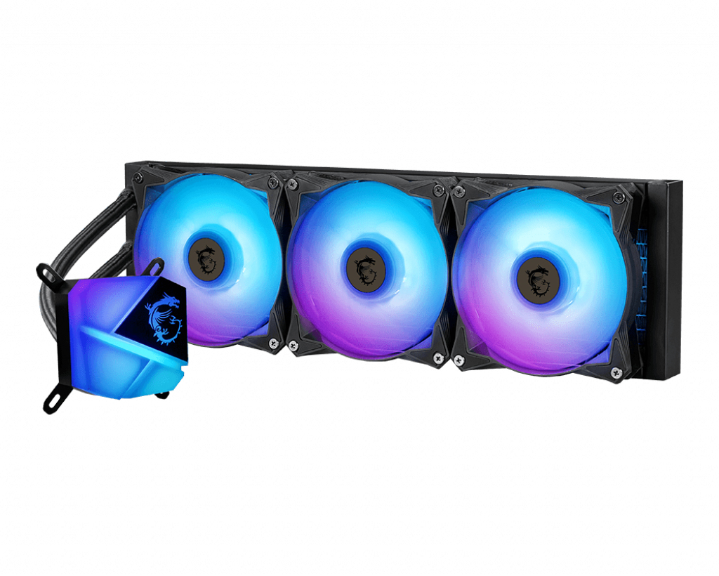 MSI MAG CORELIQUID C360 All-in-One-Wasserkühler, CPU Flüssigkeitskühler, 360 mm Radiator, 3x 120 mm Lüfter, PWM, Schwarz