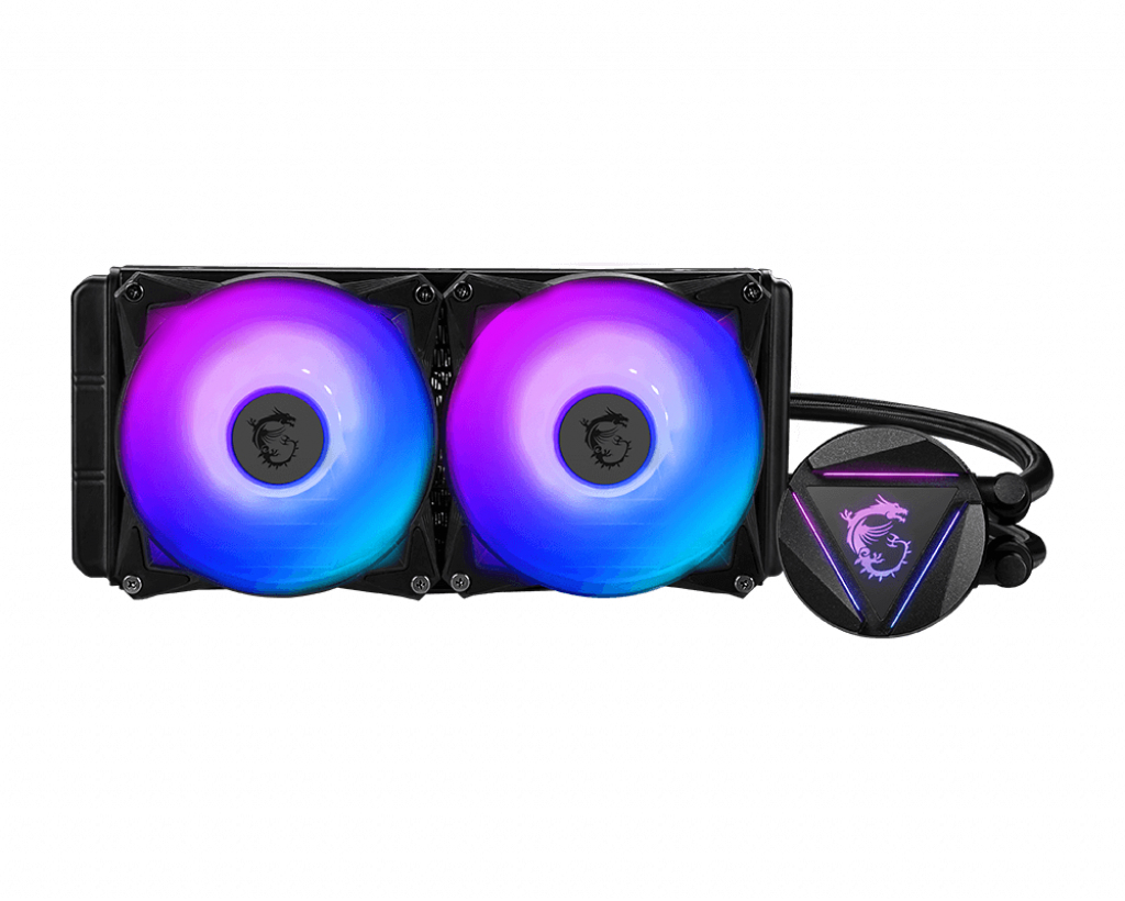 MSI MAG CORELIQUID 280R All-in-One-Flüssigkeitskühler, 280 mm Radiator, 2x 140 mm PWM-Lüfter, ARGB, Schwarz