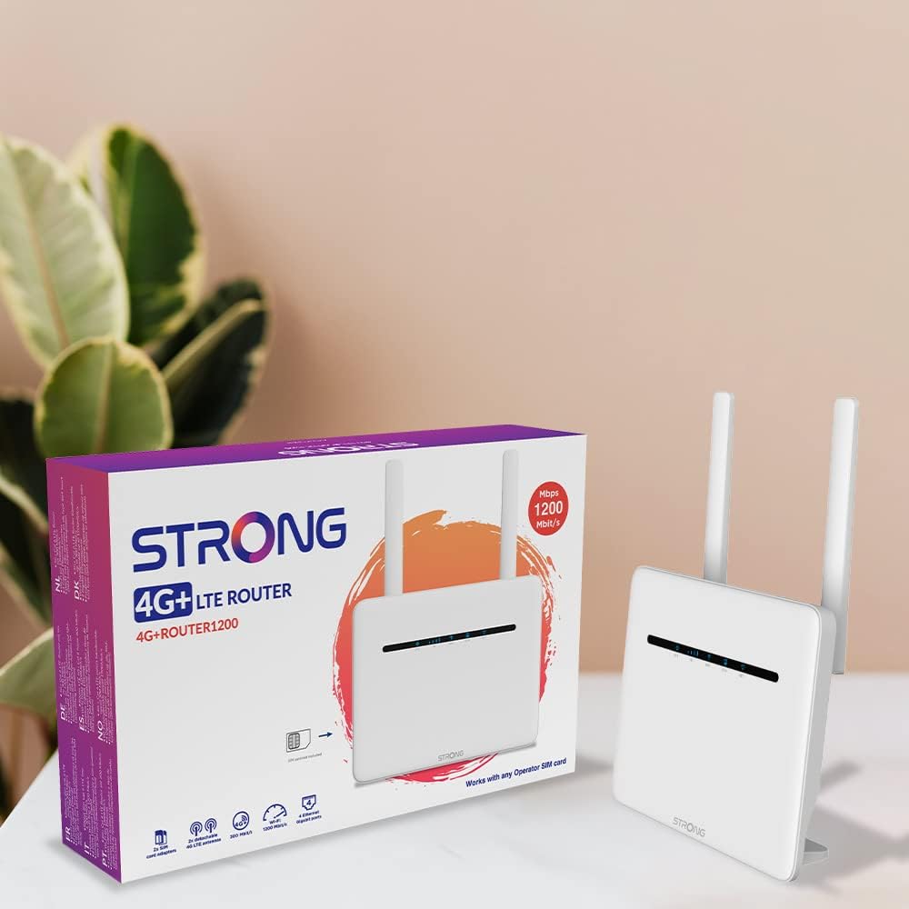 STRONG 4G+ Router 1200 | mobiler LTE Router | 2 SIM Karten Adapter | 1200 mbit/s | 4X LAN-Anschluss, weiß