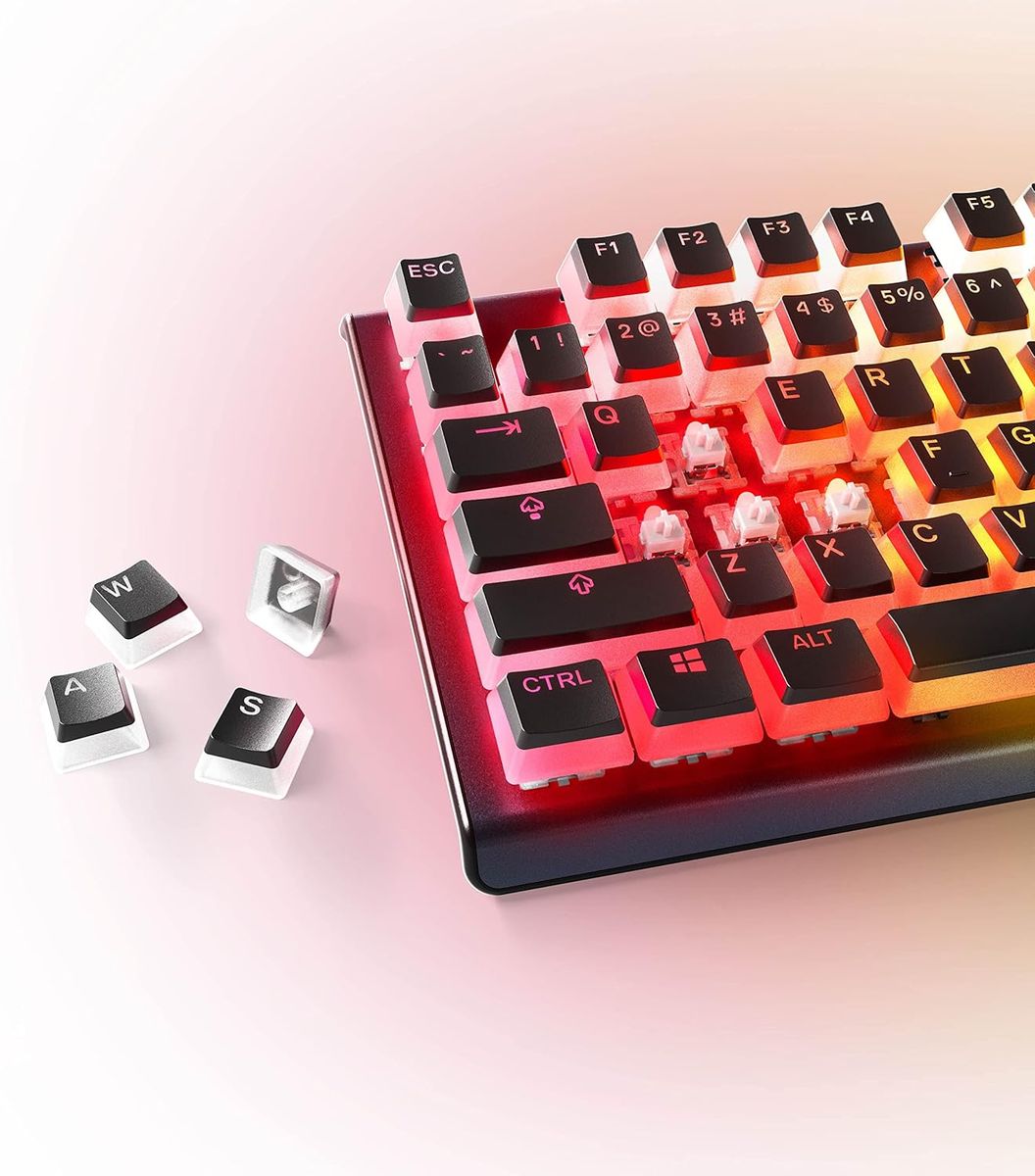 SteelSeries PrismCaps – Double-Shot-Tastenset mit „Pudding“-Optik – Kompatibilität mit allen gängigen mechanischen Tastaturen – MX-Stößel – Schwarz (Deutsches Tastaturlayout)