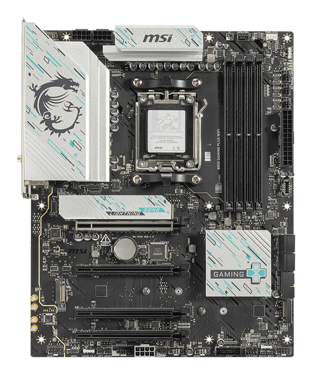 MSI B850 GAMING PLUS WIFI Mainboard, AM5, B850, ATX, DDR5, Wi‑Fi 7, Bluetooth 5.4, 5-Gigabit LAN, 3× M.2, HDMI 2.1, 7.1 Audio