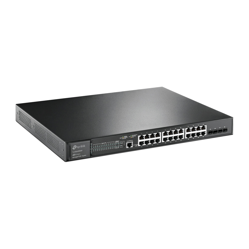 TP-Link Omada TL-SG3428XMP (UN) V1.0 Managed L2+ Netzwerk-Switch 24x Gigabit PoE+ 4x 10G SFP+ 384W PoE-Budget 1U Rack Schwarz Cloud-verwaltet