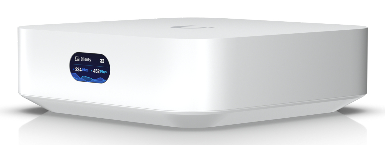 Ubiquiti UX UniFi Express Tabletop WLAN-Router, Dual-Band 2,4/5 GHz, Wi‑Fi 6 (802.11ax), 2x Gigabit LAN, Ethernet-WAN, USB, Weiß