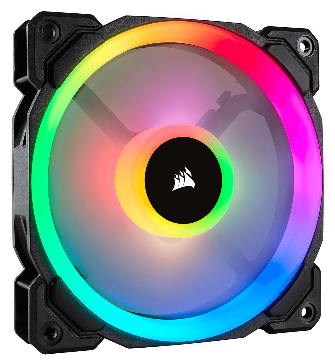 Corsair LL120 RGB Gehäuselüfter 120 mm, RGB, PWM, Hydrauliklager, 600–1500 U/min, Schwarz/Weiß