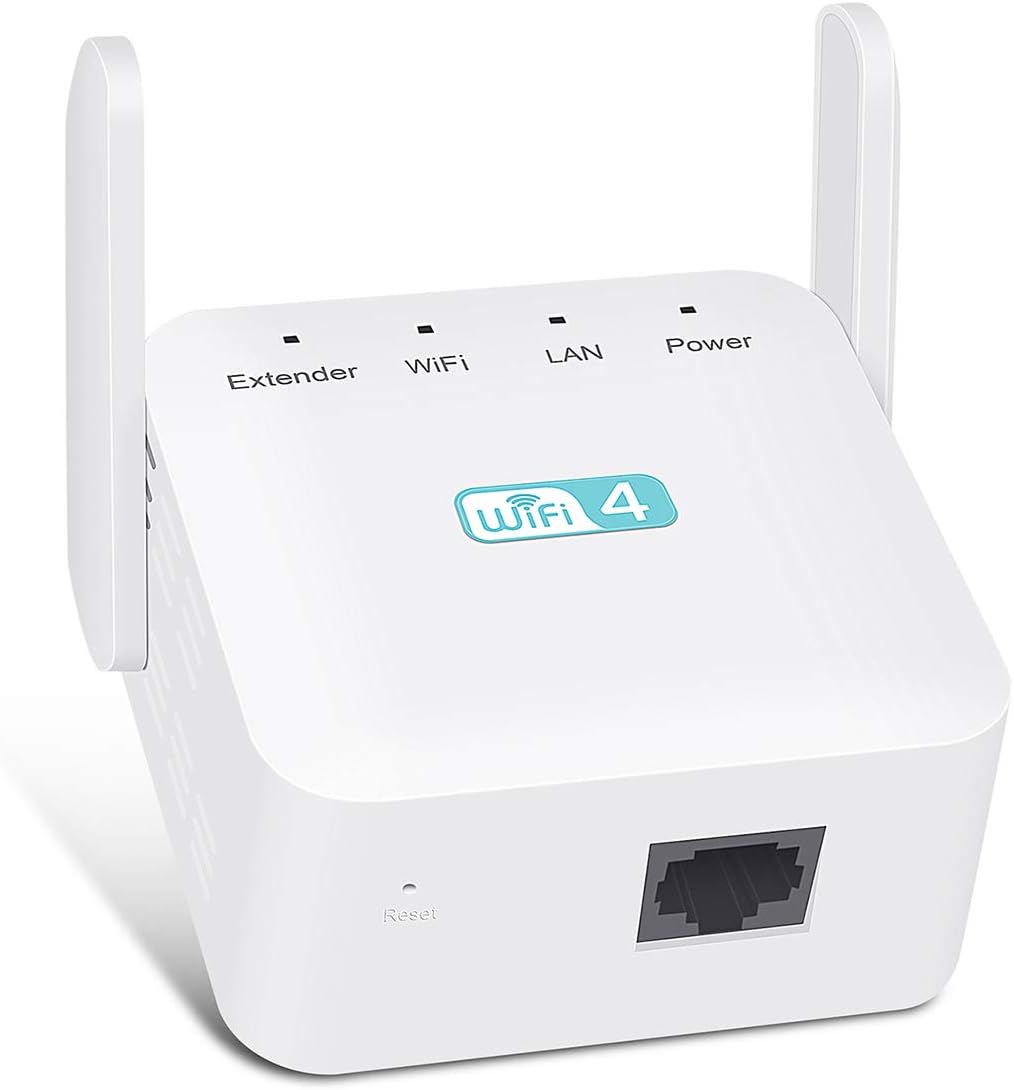 Getue WLAN Verstärker 300Mbit/s WLAN Repeater 2.4GHz WiFi Repeater Mit LAN/WAN Port 5dBi x2 Antennen,WiFi Booster mit Repeater/Router/AP Modus,Kompatibel zu Allen WLAN Geräten