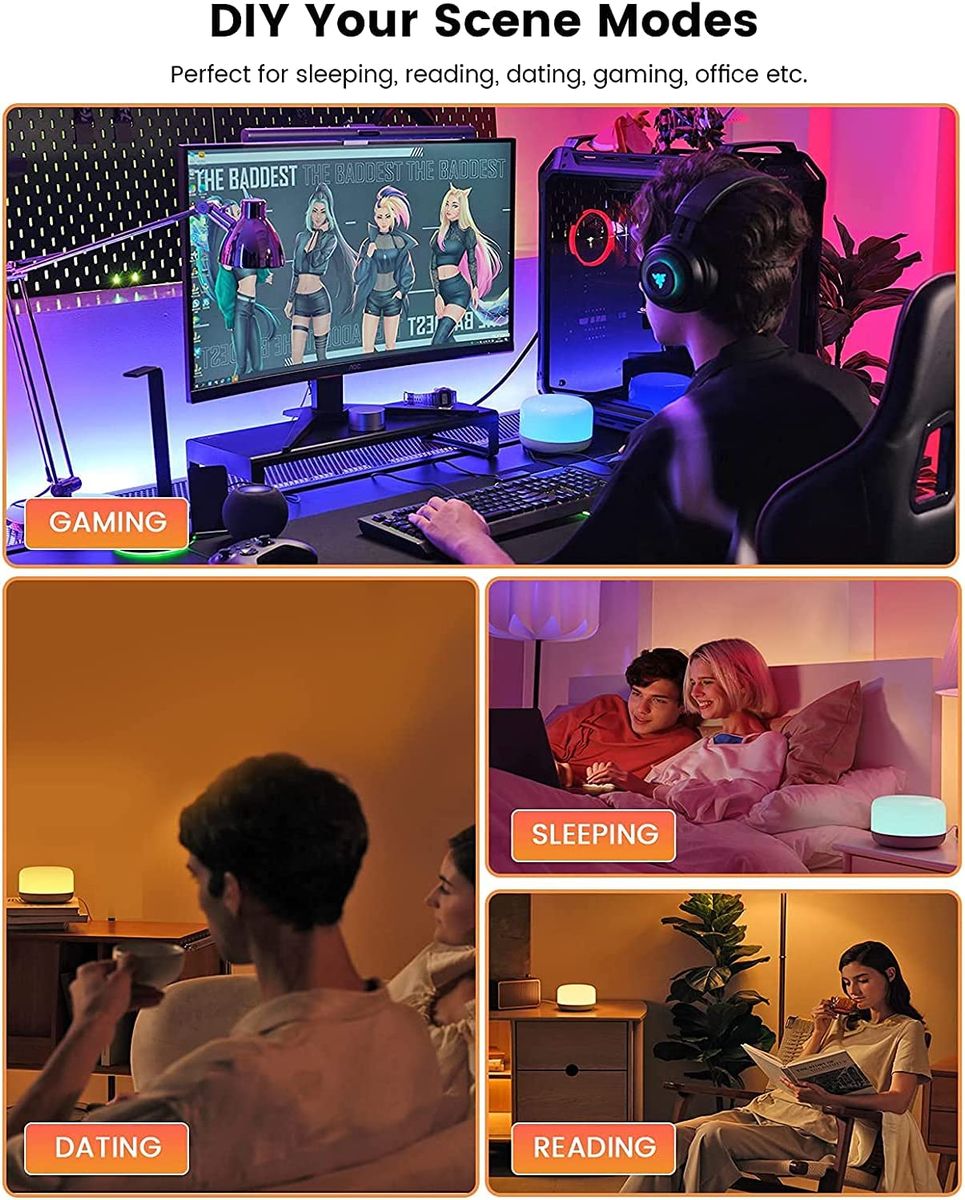 YEELIGHT Smarte Tischlampe, Smart Nachttischlampe Touch Dimmbar, WLAN Smart Lampe,1700K-5700K RGB WLAN LED Tischlampe,Farbwechsel, funktioniert mit HomeKit, MIJIA, Alexa und Google Assistant