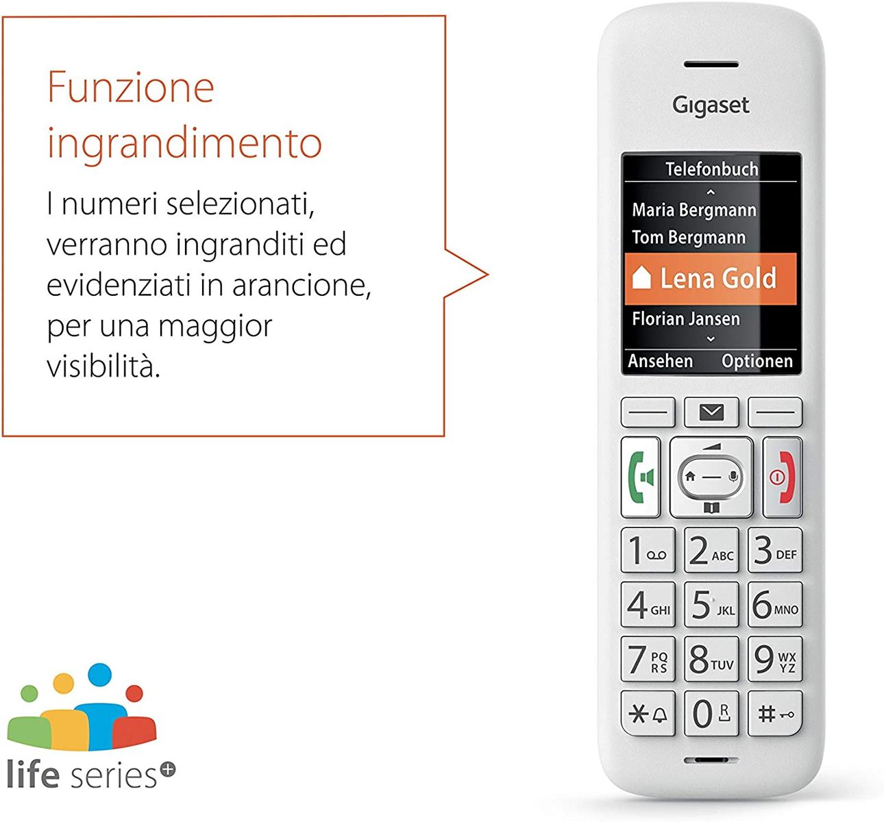 Gigaset E390 Cordless Phone Large Numbers Loud Ringtones Time Zone Off