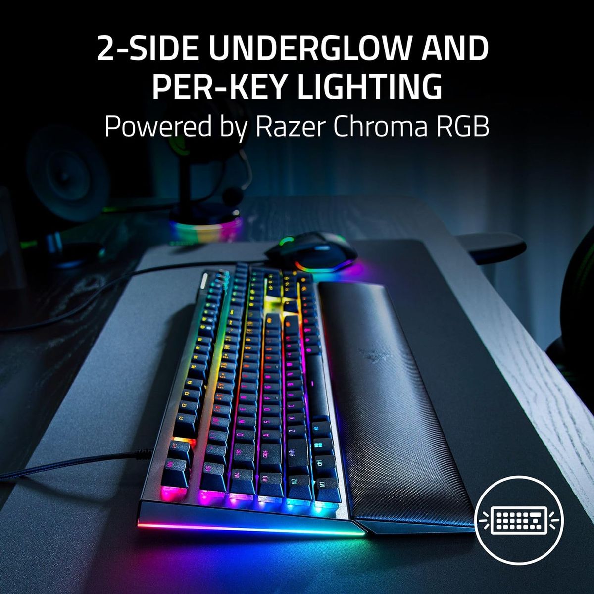 Razer BlackWidow V4 (Green Switch) - Mechanische Gaming-Tastatur mit Razer Chroma RGB (Clicky Mechanical Switches, 6 dedizierte Makrotasten, Doubleshot-ABS-Tastenkappen)