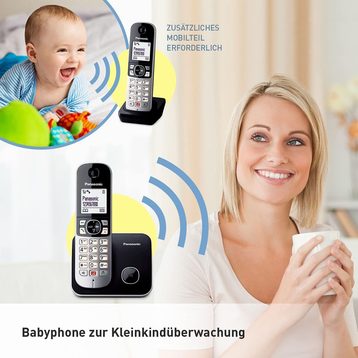 Panasonic KX-TG6851GB Schnurlostelefon (Bis zu 1.000 Telefonnummern sperren, übersichtliche Schriftgröße, lauter Hörer, Voll-Duplex Freisprechen) schwarz-silber 1 Schnurlostelefon schwarz-silber