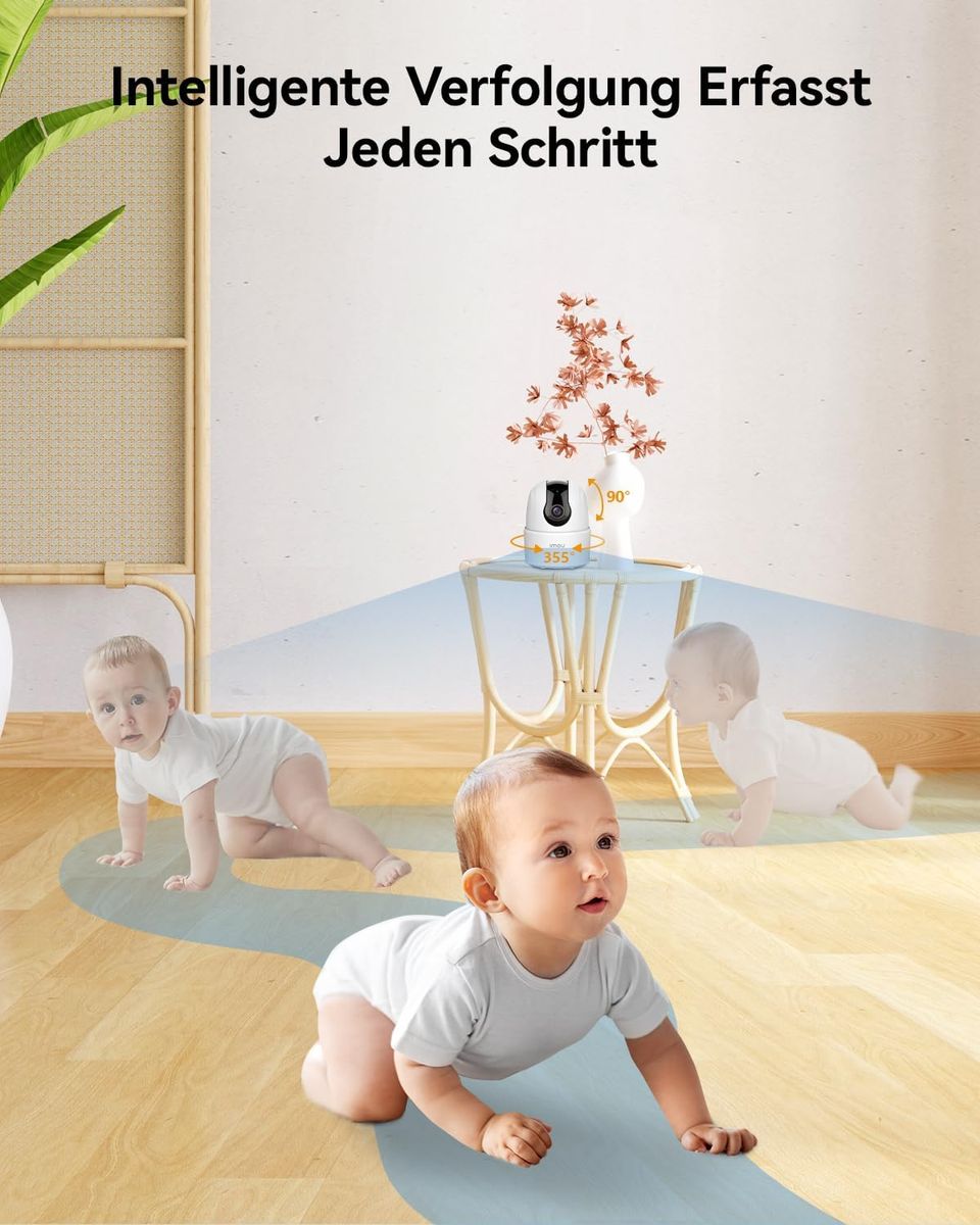 Imou IPC-K2ECP-4H1W 2.5K/4MP Innen-Überwachungskamera, 360° Panorama, KI-Personenerkennung, Auto-Tracking, Nachtsicht, Zwei-Wege-Audio, WLAN, EU