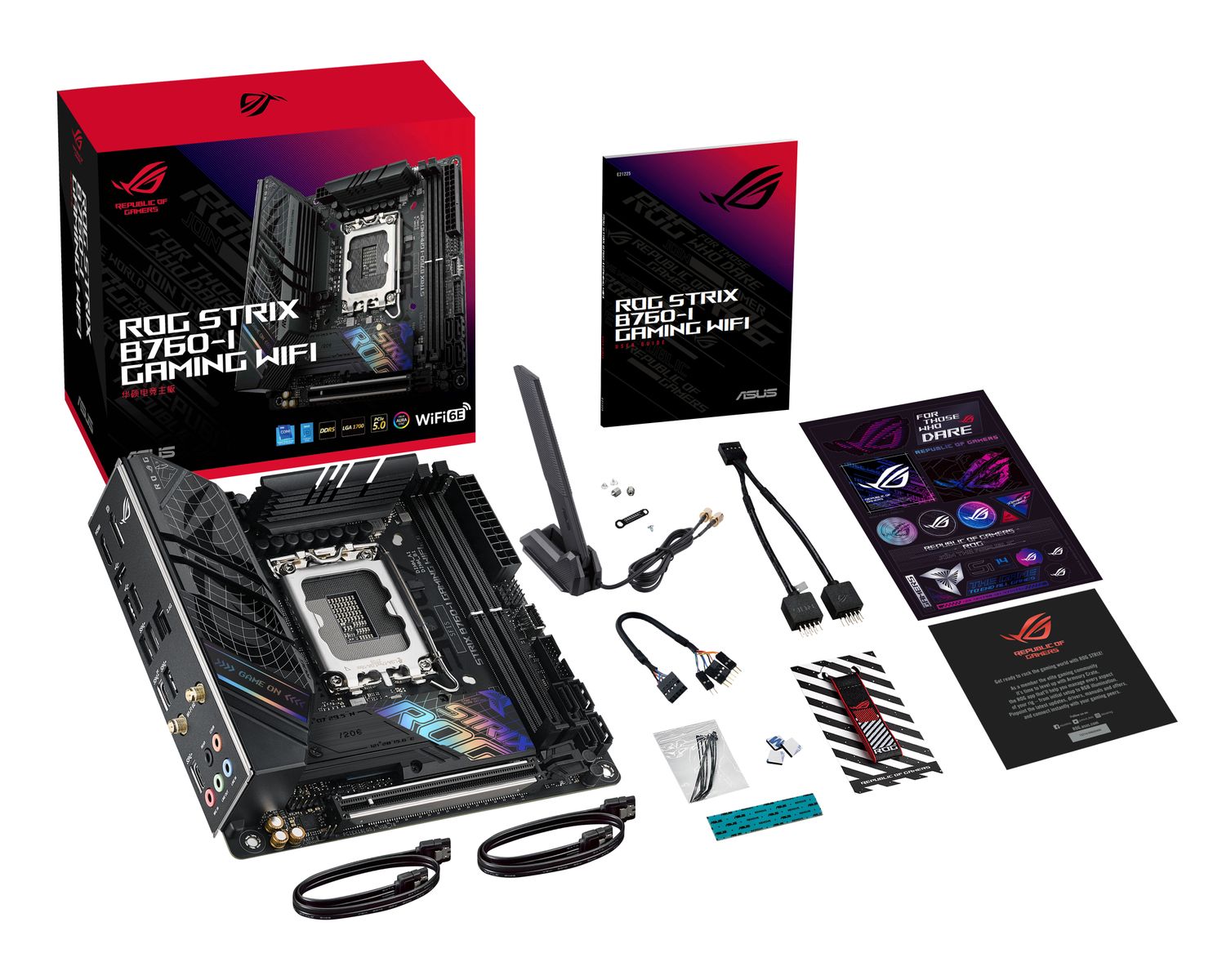 ASUS ROG Strix B760-I Gaming WiFi Mini-ITX Mainboard, Intel B760, LGA 1700, DDR5, WiFi 6E, 2.5G Ethernet, PCIe 5.0, 64 GB