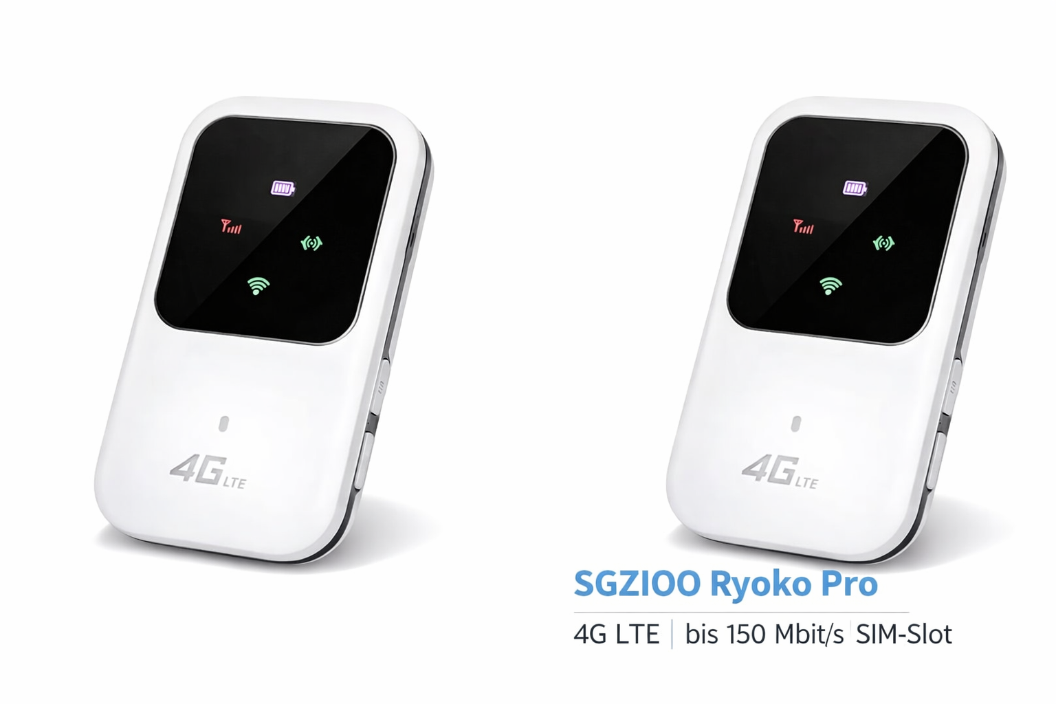 SGZIOO Ryoko Pro Tragbarer 4G WLAN-Hotspot, Mobiler Router mit SIM-Kartensteckplatz, 150 Mbit/s, bis zu 10 Nutzer