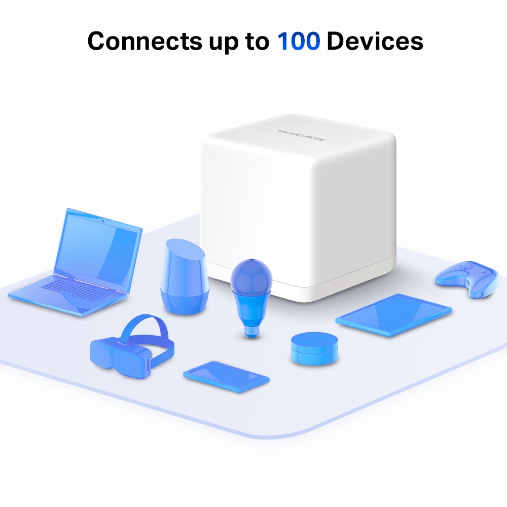 Mercusys Halo H30G AC1300 Wi-Fi Mesh System Dual Band WLAN Router & Repeater 1300 mbit/s up to 260m² MU-MIMO White 2er Pack v1.0