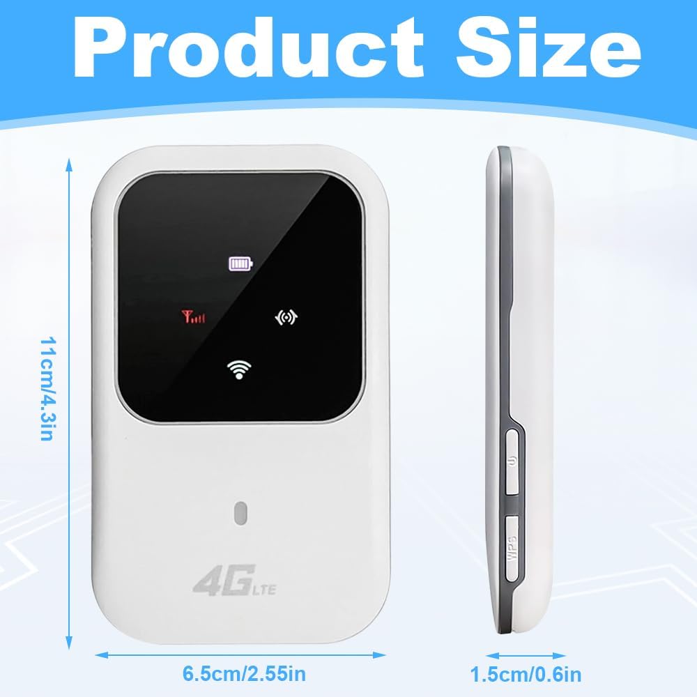 SGZIOO Ryoko Pro Tragbarer 4G WLAN-Hotspot, Mobiler Router mit SIM-Kartensteckplatz, 150 Mbit/s, bis zu 10 Nutzer