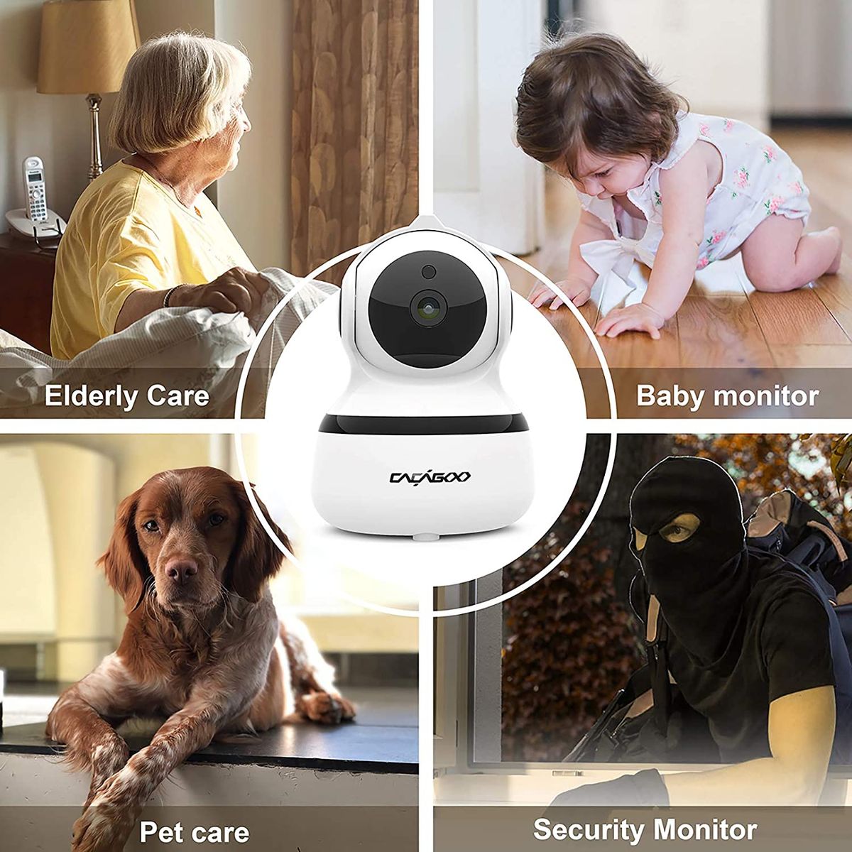 Cacagoo WiFi IP Camera Security Camera, Baby Monitor 1080P FHD Indoor Wireless Pet Camera
