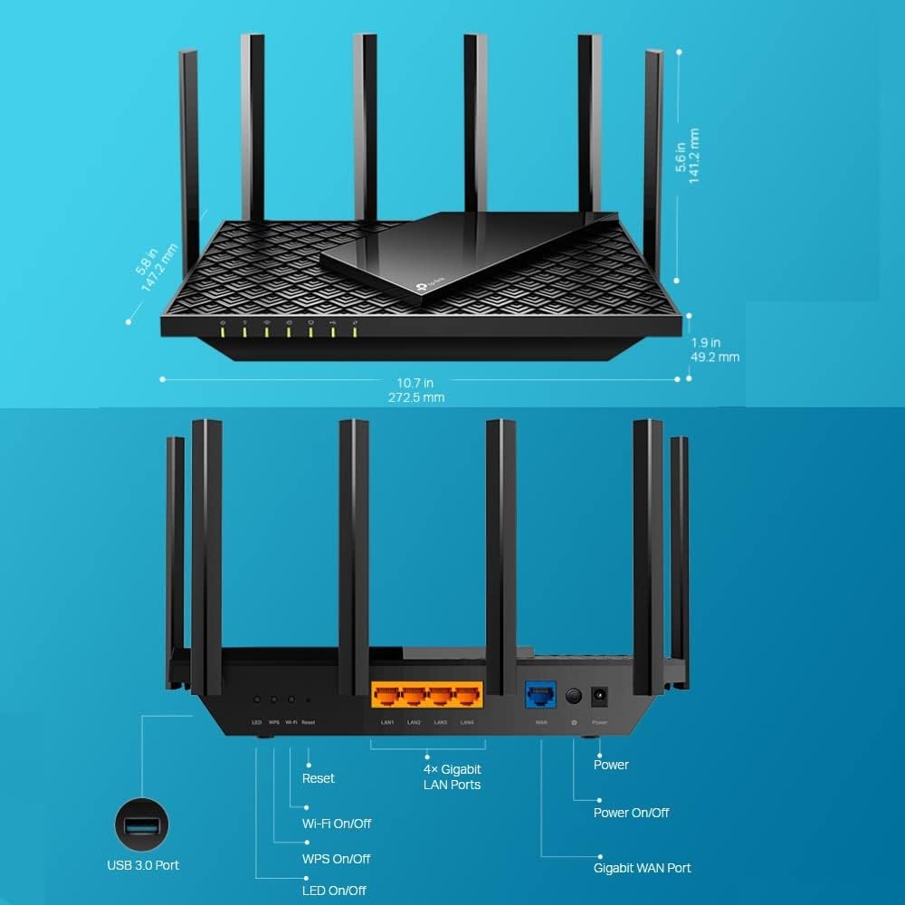 TP-Link Next-Gen Wi-Fi 6 AX5400 Mbps Gigabit Dual Band Wireless Router, OneMesh™ unterstützt, Dual-Core CPU, TP-Link HomeShield, Ideal für Gaming Xbox/PS4/Steam, Plug and Play (Archer AX72) AX5400 Mbps WiFi6 Gigabit