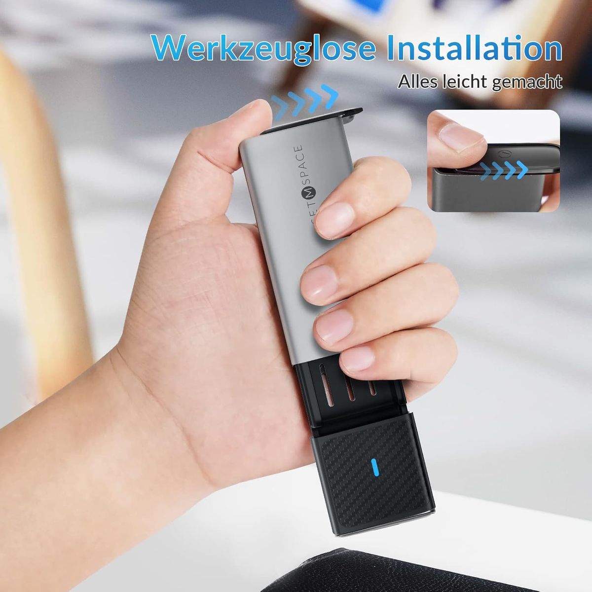 SETMSPACE NVME/SATA SSD Enclosure, M.2 SSD Gehäuse für M-Key & B&M-Key, 2-in-1 Kabel USB 3.2 Gen2 10 Gbps PD 60W, Aluminium Grau, 2280/2260/2242/2230