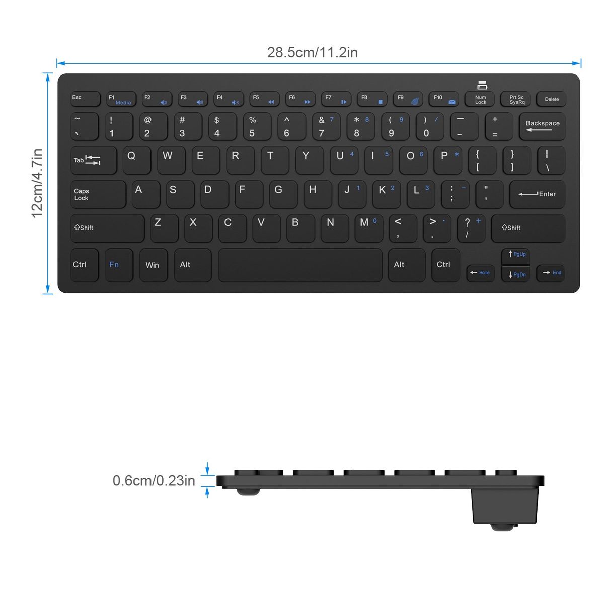 JETech 2160-KB-WIRELESS-BK Bluetooth Englisch Schwarz Tastatur US-Layout