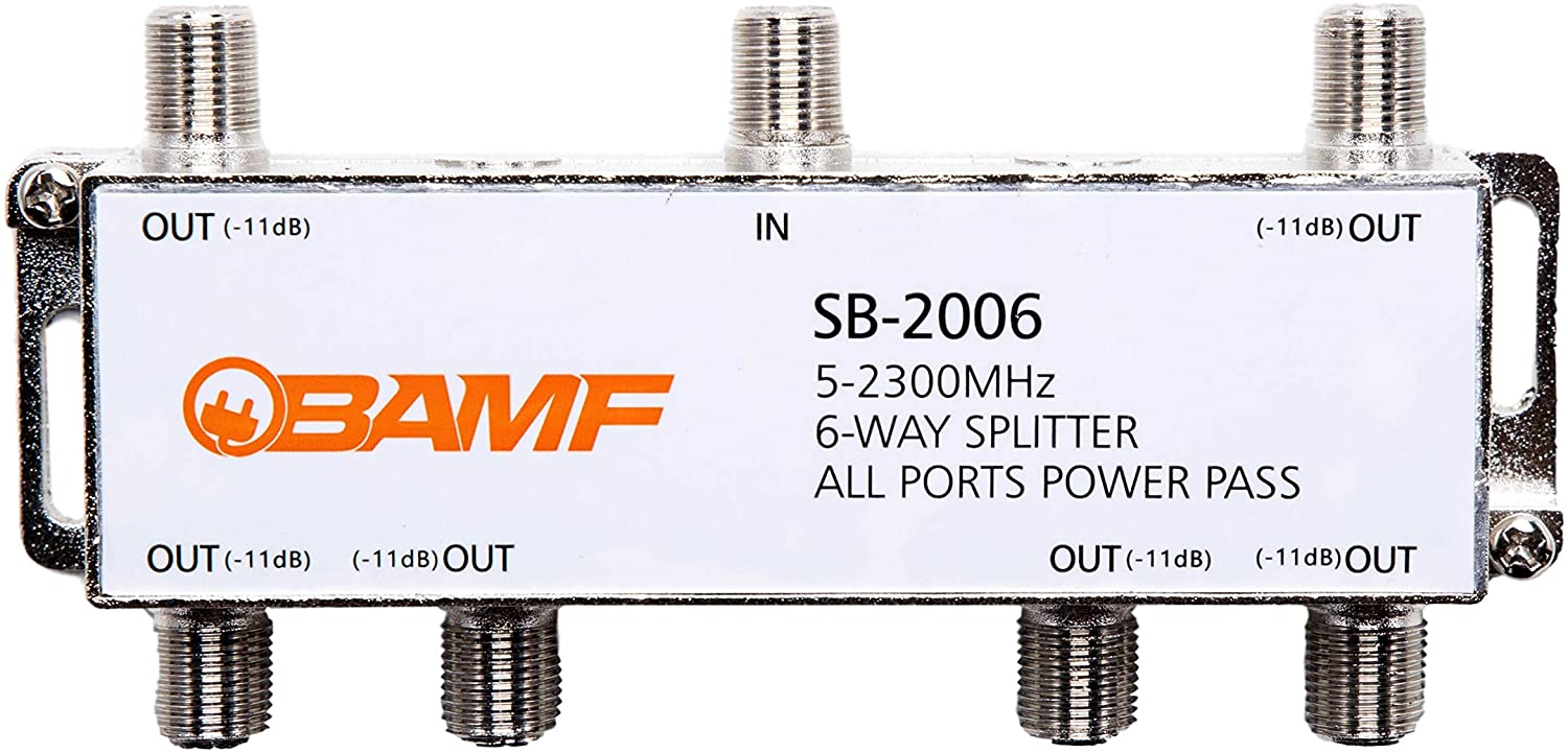 BAMF 6-Way Coax Cable Splitter Bi-Directional MoCA 5-2300MHz BAMF 6-Way Coax Cable Splitter Bi-Directional MoCA 5-2300MHz