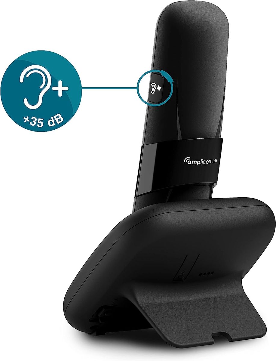 amplicomms BigTel 1502 Duo schnurloses DECT Großtasten Telefon, Zwei Mobilteile, Audio-Boost, extra Laute Klingeltöne, Hörgerätekompatibel, Anrufschutz