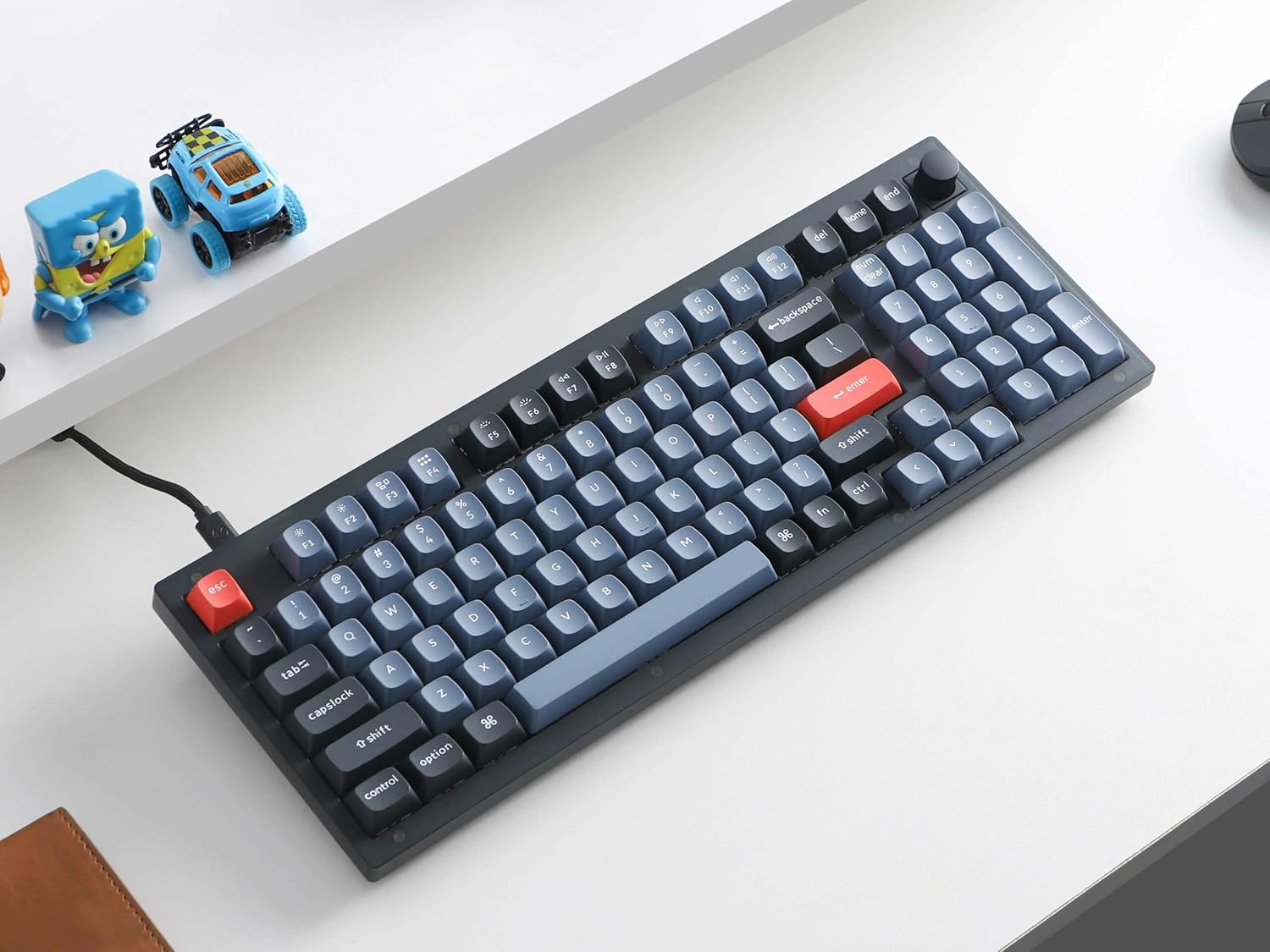 Keychron V5 QMK/VIA Mechanische Tastatur mit knob, Hot-Swappable, Custom Programmable Macro, 1000 Hz, K Pro Red Switch, Hintergrundbeleuchtung RGB, PBT Keycaps fu00fcr Mac Windows - (FRA Layout - AZERTY)
