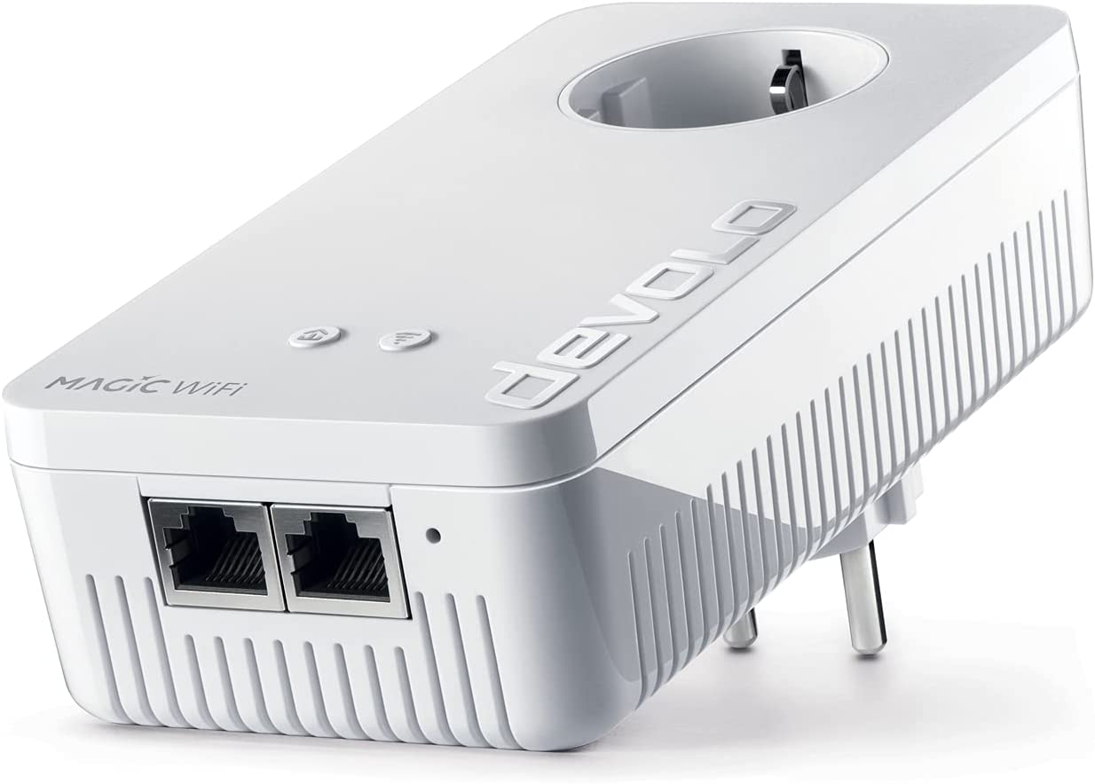 devolo 8815 Magic 2 WiFi 6 Erweiterungsadapter, WLAN Powerline Adapter -bis zu 2.400 Mbit/s, Mesh WLAN Access Point, 2X Gigabit LAN Anschluss dLAN 2.0, weiß
