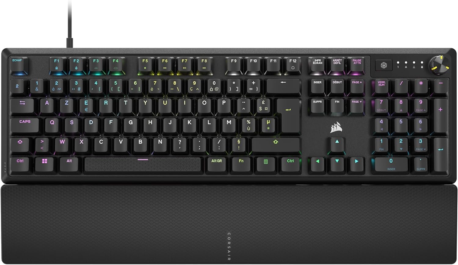 Corsair K70 Core RGB Mechanische Gaming-Tastatur mit Handflu00e4chenauflage u2013 vorgeschmierte lineare Tasten MLX Red u2013 Klangdu00e4mpfung u2013 iCUE-Kompatibel u2013 Schwarz - (FRA Layout - AZERTY)